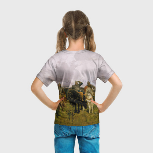 Детская футболка 3D с принтом Три богатыря, вид сзади #2