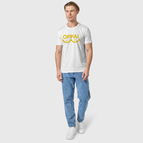 Мужская футболка хлопок с принтом Оппай желтый, вид сбоку #3