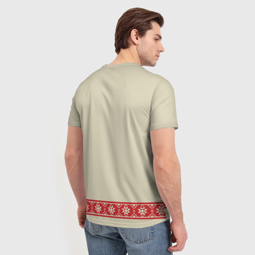 Мужская 3D футболка с принтом Рубаха, вид сзади #2