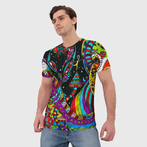 Мужская футболка 3D с принтом Космо-Психо существа, фото на моделе #1