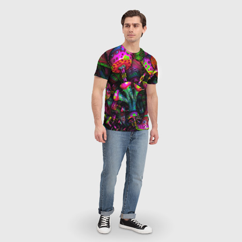 Мужская футболка 3D с принтом Абстрактные грибы, вид сбоку #3