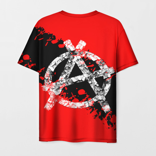 Мужская футболка 3D с принтом Красная плесень + Анархия, вид сзади #1