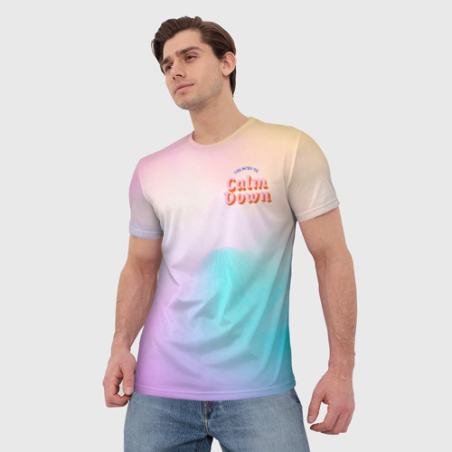Мужская футболка 3D с принтом Calm Down, фото на моделе #1