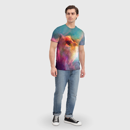 Мужская футболка 3D с принтом Космический кот, вид сбоку #3