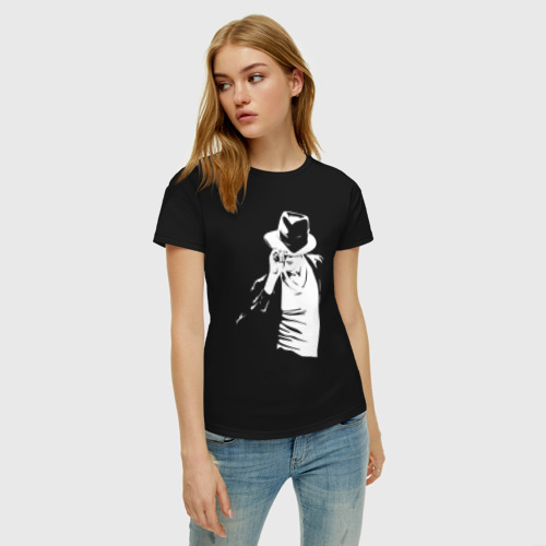 Женская футболка хлопок с принтом Майкл Джексон, фото на моделе #1