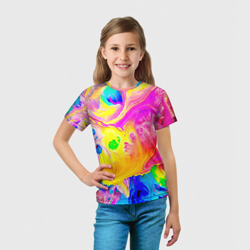 Детская футболка 3D с принтом Краски, вид сбоку #3
