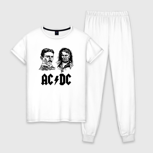 Женская пижама хлопок с принтом AC/DC, вид спереди #2