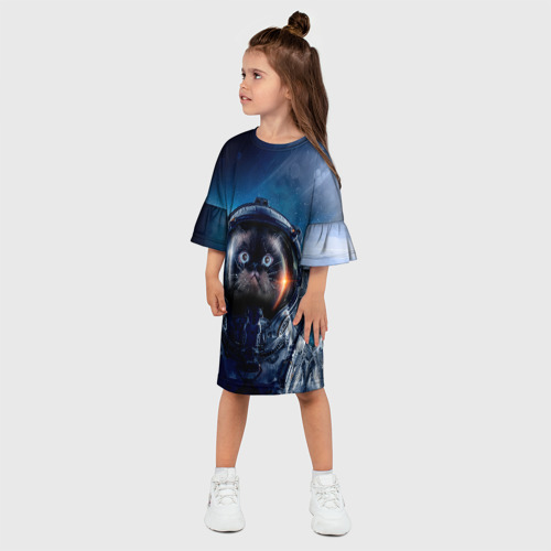 Детское платье 3D с принтом Кот космонавт, фото на моделе #1
