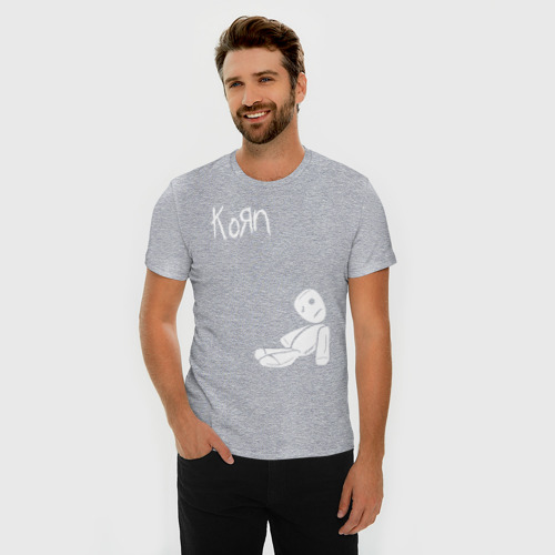 Мужская футболка хлопок Slim с принтом Korn, фото на моделе #1