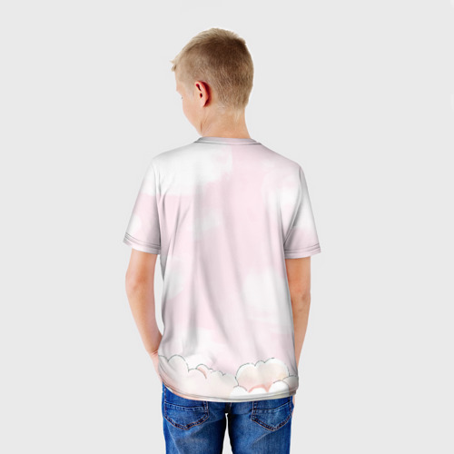 Детская футболка 3D с принтом Милый единорог, вид сзади #2