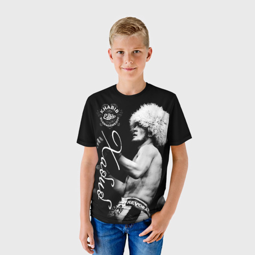 Детская футболка 3D с принтом Хабиб Нурмагомедов, фото на моделе #1