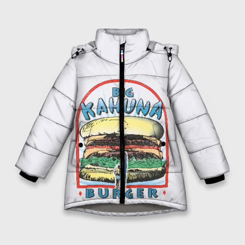Зимняя куртка для девочек 3D с принтом Big Kahuna Burger, вид спереди #2