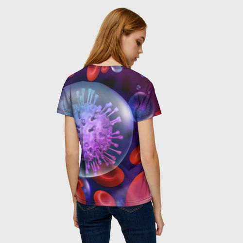 Женская футболка 3D с принтом Лейкоциты и клетка, вид сзади #2