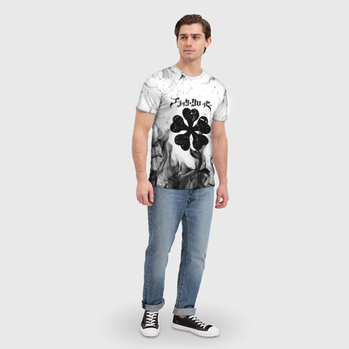 Мужская футболка 3D с принтом Черный Клевер горящий фон, вид сбоку #3