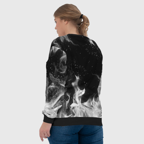 Женский свитшот 3D с принтом Черный Клевер дымящийся фон, вид сзади #2