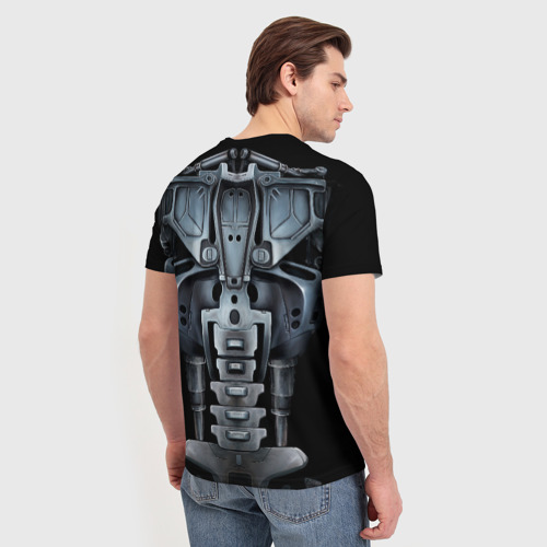 Мужская футболка 3D с принтом Терминатор т-800, вид сзади #2