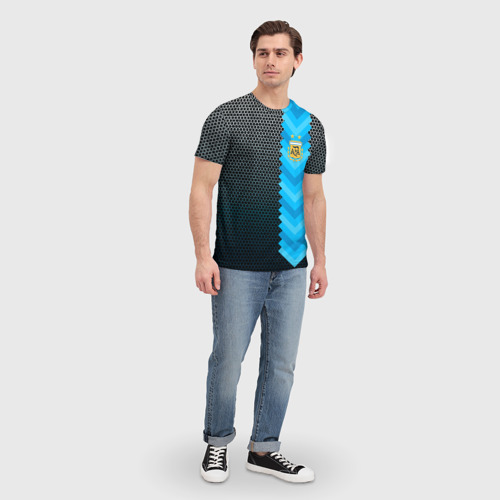 Мужская 3D футболка с принтом Аргентина форма, вид сбоку #3