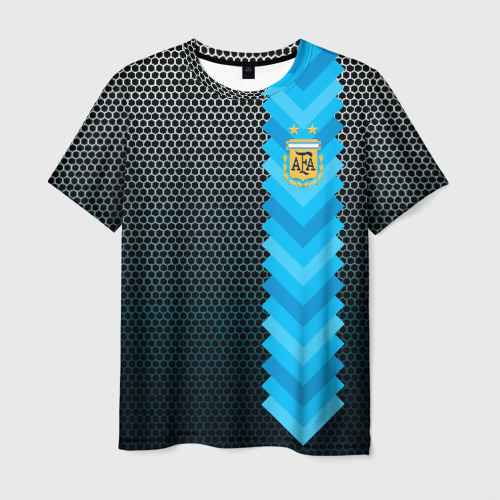 Мужская 3D футболка с принтом Аргентина форма, вид спереди #2
