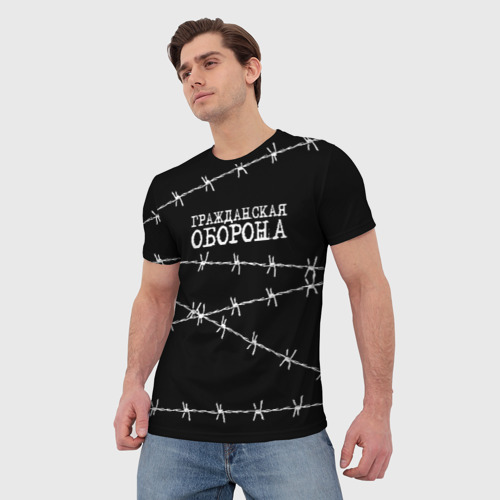 Мужская футболка 3D с принтом Гражданская оборона, фото на моделе #1
