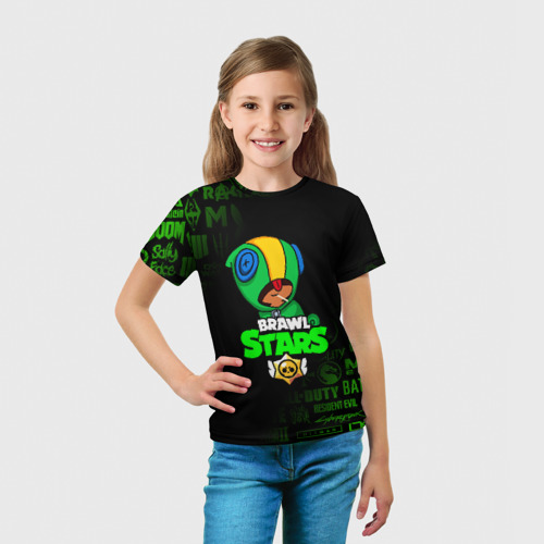 Детская футболка 3D с принтом Brawl Stars Leon, вид сбоку #3