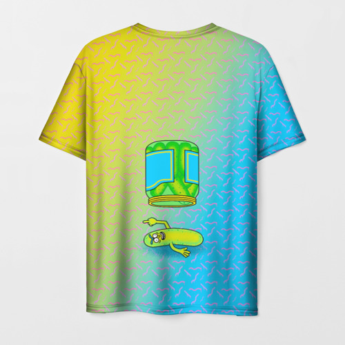 Мужская 3D футболка с принтом Pickle Rick, вид сзади #1