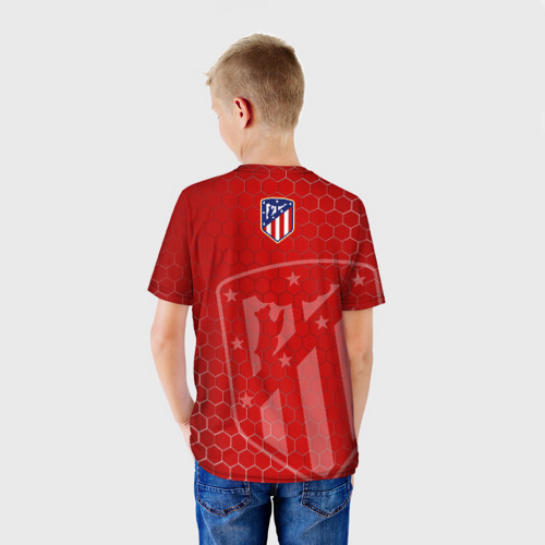 Детская футболка 3D с принтом Атлетико Мадрид, вид сзади #2