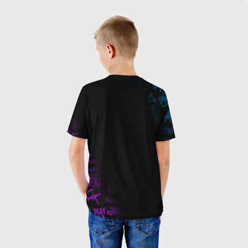 Детская футболка 3D с принтом FORTNITE 10 СЕЗОН, вид сзади #2