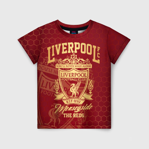 Детская футболка 3D с принтом Ливерпуль, вид спереди #2