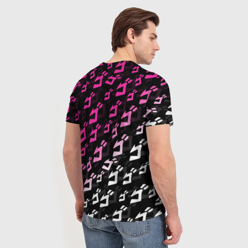 Мужская футболка 3D с принтом Розовобелый паттерн джоджо, вид сзади #2