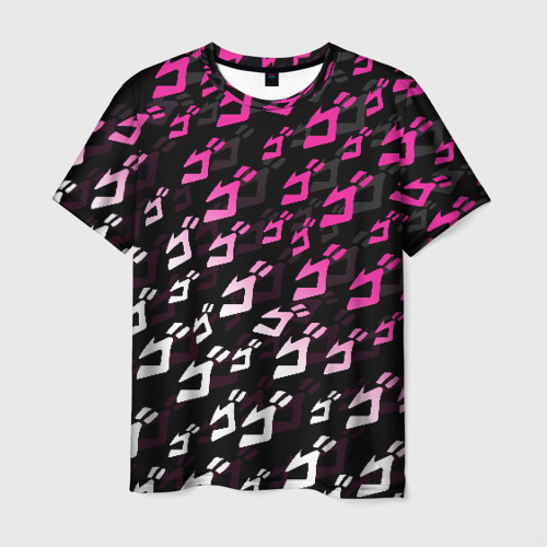 Мужская футболка 3D с принтом Розовобелый паттерн джоджо, вид спереди #2