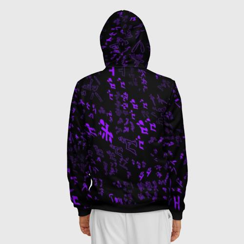 Мужская толстовка 3D на молнии с принтом [JJBA] Menacing Pattern purple, вид сзади #2