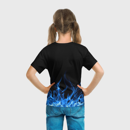Детская футболка 3D с принтом Синий Огонь, вид сзади #2