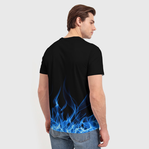 Мужская футболка 3D с принтом Синий Огонь, вид сзади #2