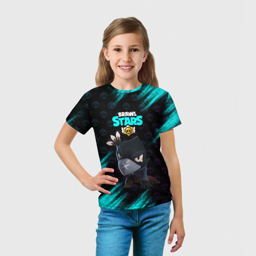 Детская 3D футболка с принтом Brawl Stars CROW, вид сбоку #3