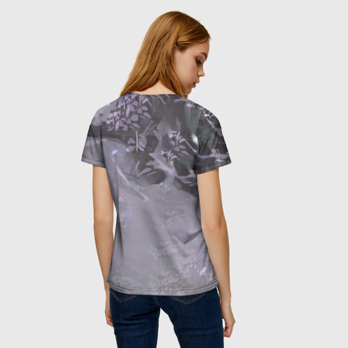 Женская футболка 3D с принтом Ноль два арт серый, вид сзади #2