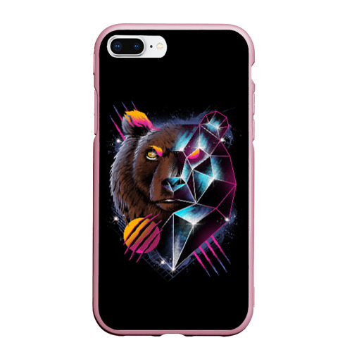 Чехол для iPhone 7Plus/8 Plus матовый с принтом RETRO CYBER BEAR, вид спереди #2