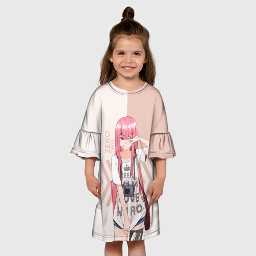 Детское платье 3D с принтом Darling in the Franxx Zero Two, вид сбоку #3