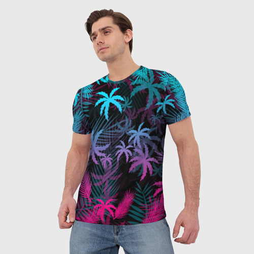 Мужская 3D футболка с принтом НЕОНОВЫЕ ПАЛЬМЫ | NEON PALMS, фото на моделе #1