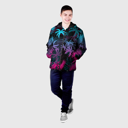 Мужская куртка 3D с принтом НЕОНОВЫЕ ПАЛЬМЫ | NEON PALMS, фото на моделе #1