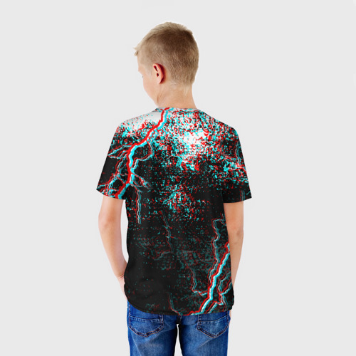 Детская футболка 3D с принтом METRO EXODUS GLITCH, вид сзади #2