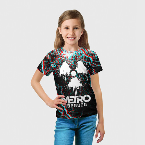 Детская футболка 3D с принтом METRO EXODUS GLITCH, вид сбоку #3