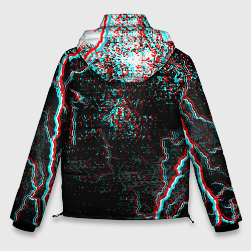 Мужская зимняя куртка 3D с принтом Metro Exodus glitch, вид сзади #1