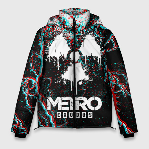 Мужская зимняя куртка 3D с принтом Metro Exodus glitch, вид спереди #2