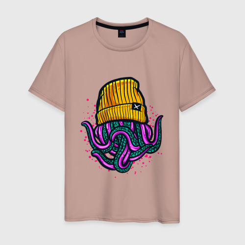 Мужская футболка хлопок с принтом Octopus, вид спереди #2
