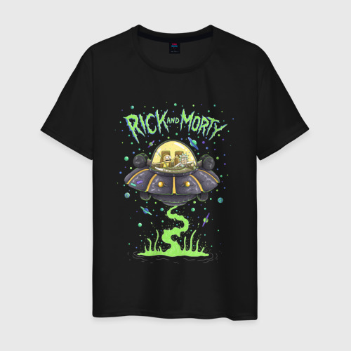 Мужская футболка с принтом Rick and Morty on a spaceship, вид спереди #2