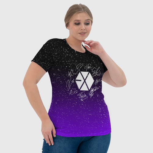 Женская футболка 3D с принтом EXO BAND АВТОГРАФЫ, фото #4