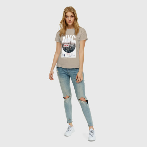 Женская футболка хлопок с принтом New York City, вид сбоку #3