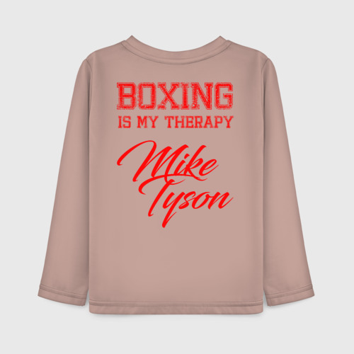 Детский лонгслив хлопок с принтом Boxing is my therapy, вид сзади #1