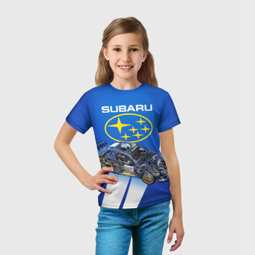 Детская футболка 3D с принтом Subaru, вид сбоку #3