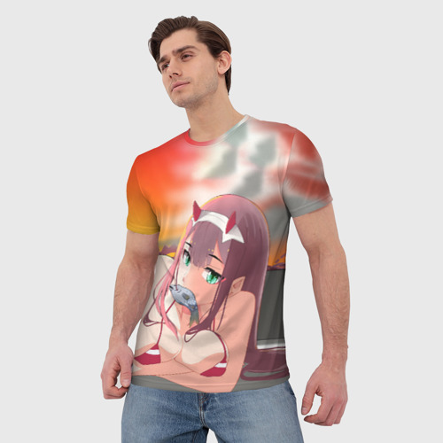 Мужская футболка 3D с принтом Darling In The Franxx, фото на моделе #1